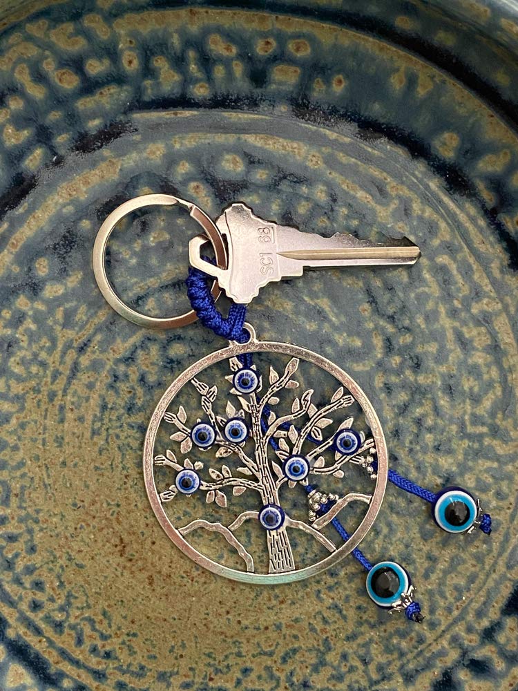 LUCKBOOSTIUM Silver Tree of Life & Evil Eye Good Luck Keychain - Protection Charm, Tree of Life Keychain, Evil Eye Hanging Accessory, Rear View Mirror Ornament, Gift for Men & Women, Good Luck Charm - Image 4